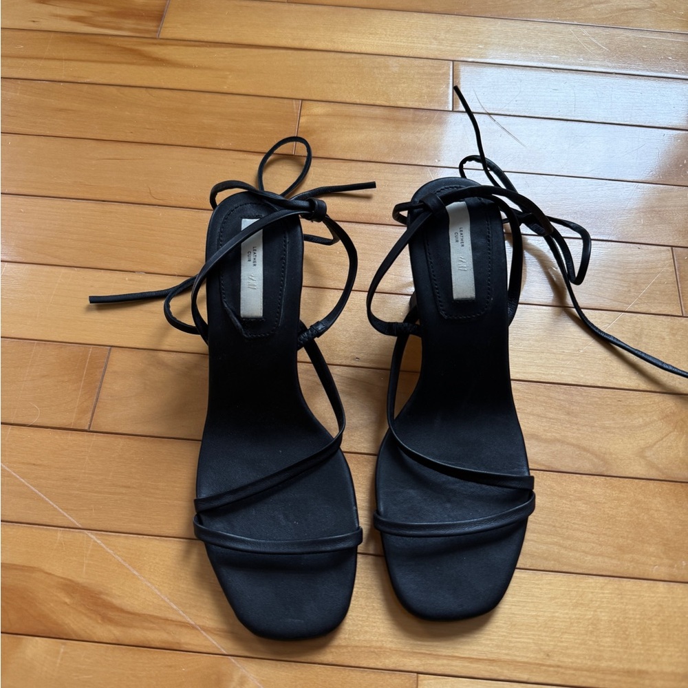 Black Leather Strappy Sandals